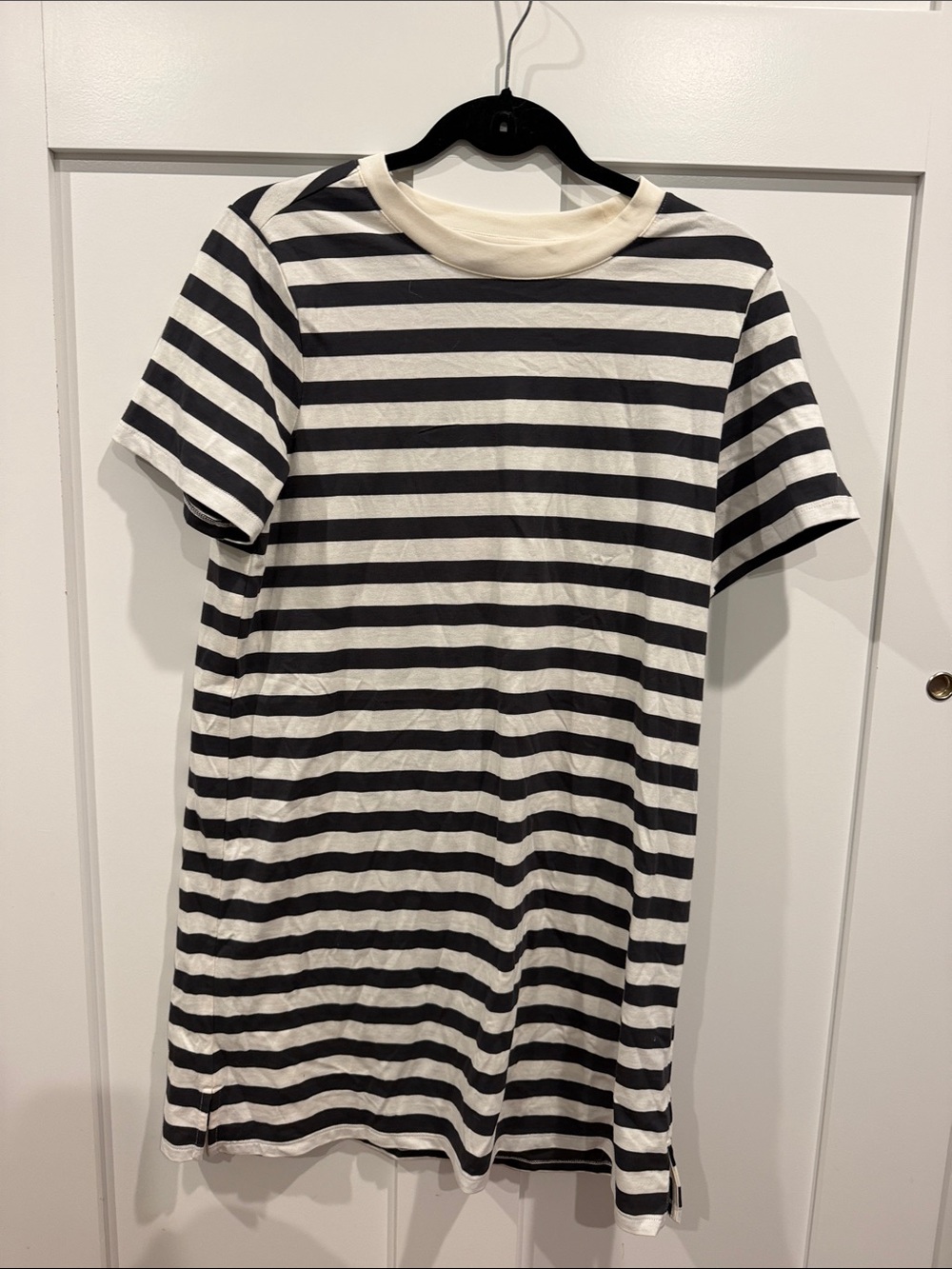 Old Navy Black and White Striped Tee Dress